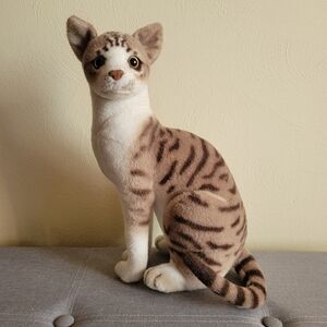 Tiger Tale Toys Stuffed Tabby Kitty Cat Plush Animal Realistic White Brown